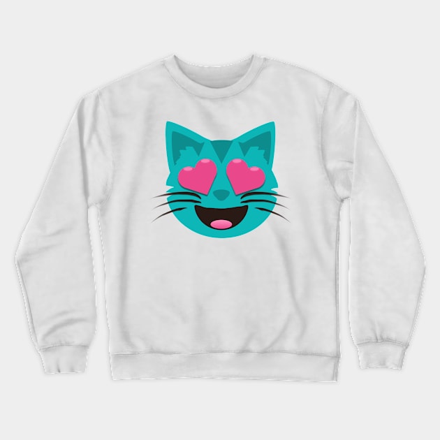 Teal Kitty Crewneck Sweatshirt by Bellemacabre